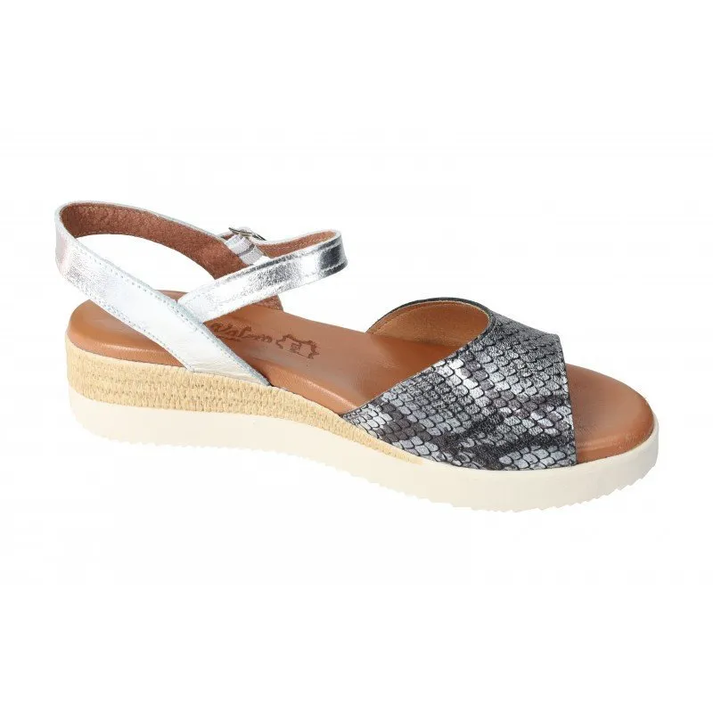 247 Sandalias de piel color PLATA