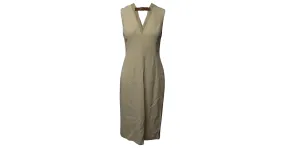 Alexander Wang Vestido midi sin mangas, con cinturón en la espalda y cuello en V en viscosa color crema Blanco Crudo 