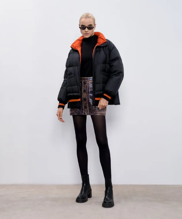 Be Florence Black down jacket with a contrasting stripe