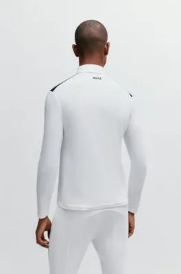Camisa de exhibición para equitación con apliques en los hombros y logo