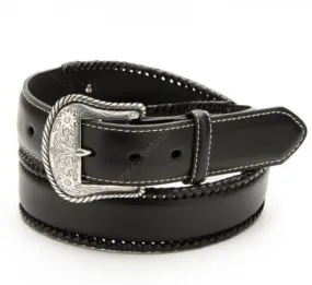 Cinturón vaquero negro Nocona con trenzado de cuero exterior