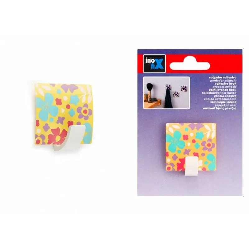 Colgador grande floral plástico amarillo 42x40x25 mm - Inofix