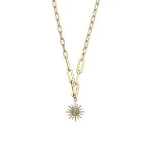 Collar cadena con charm de sol y circonitas