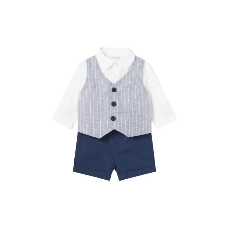 Conjunto 2 piezas chaleco lino Bebé MAYORAL Naval
