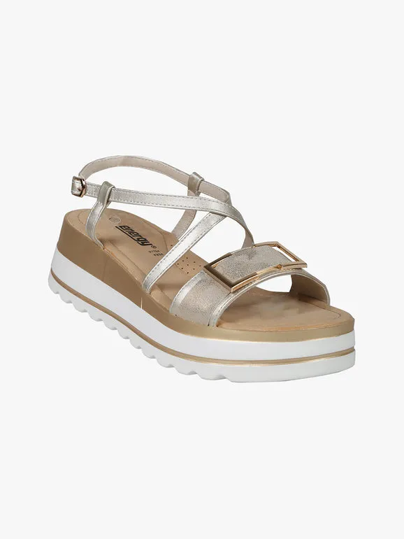 Energy Sandalias de mujer con tiras tejidas y cuña.