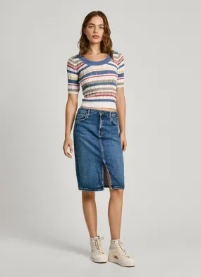 falda midi denim fit regular