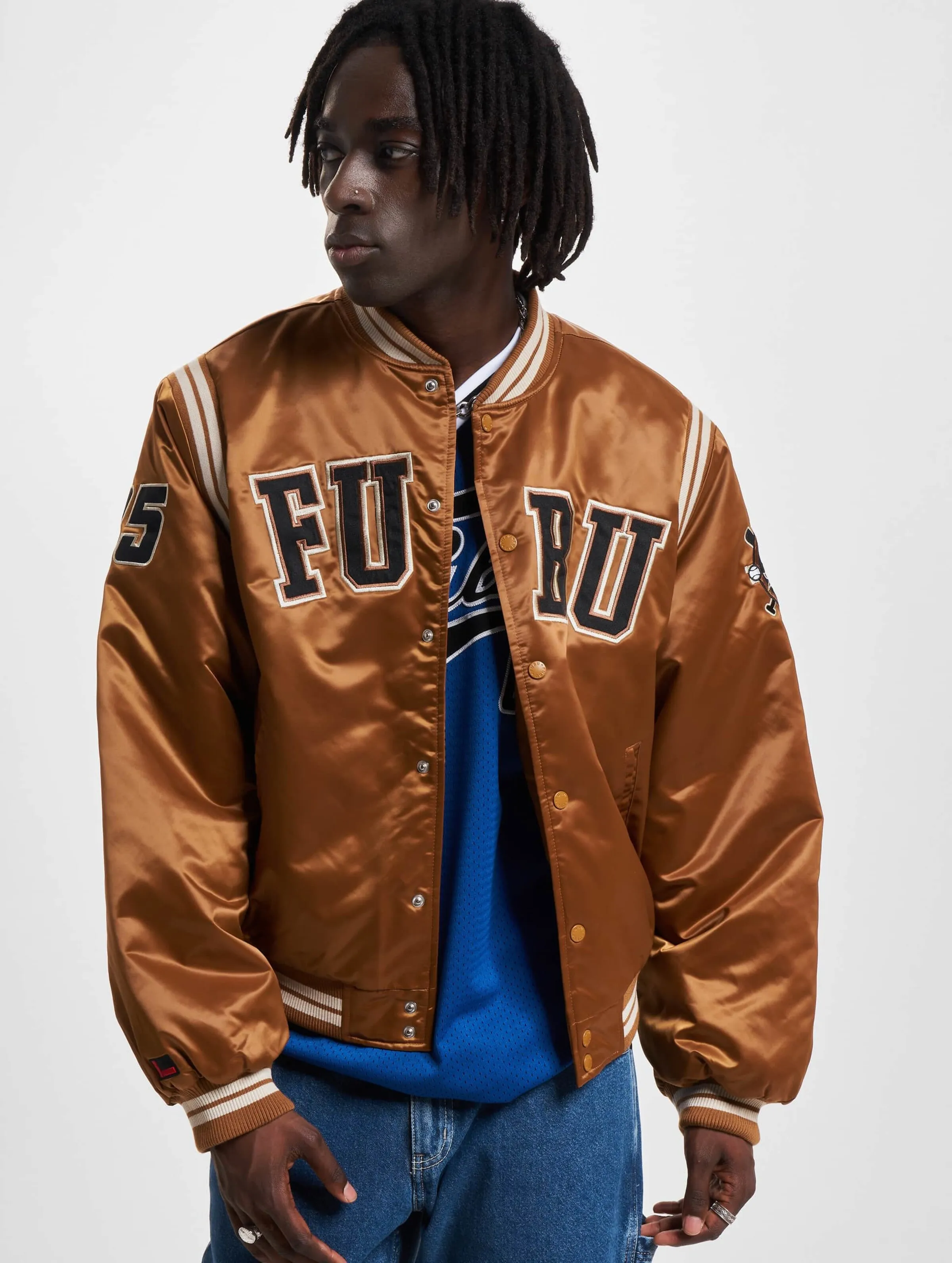 Fubu FM233-001-1 FUBU College Satin Varsity Jacket