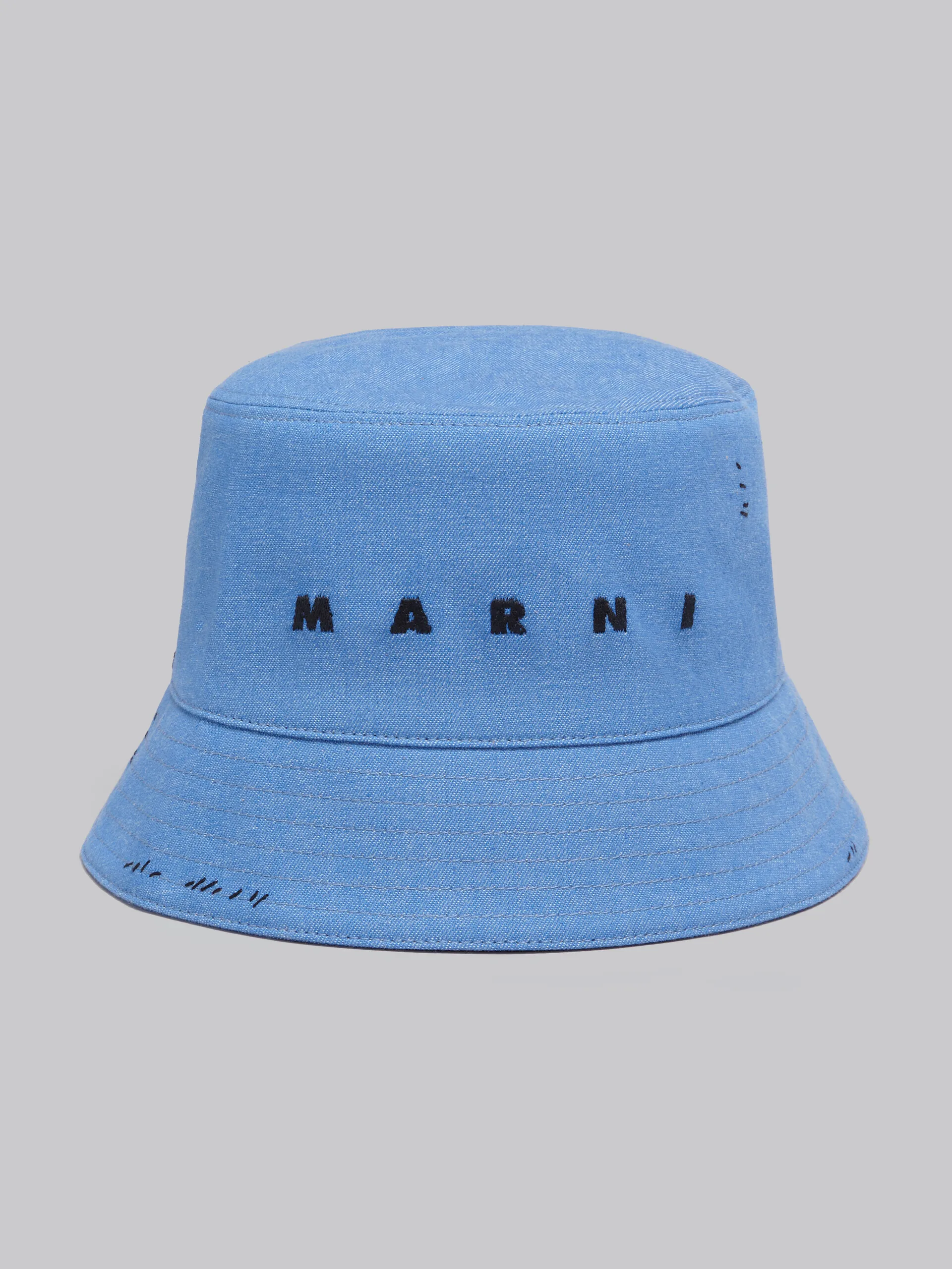 Gorro de pescador azul de denim con bordado Marni Mending