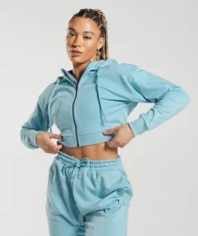 Hoodies Gymshark GS Power Cropped Zip Hoodie Azules | 756042-HZL