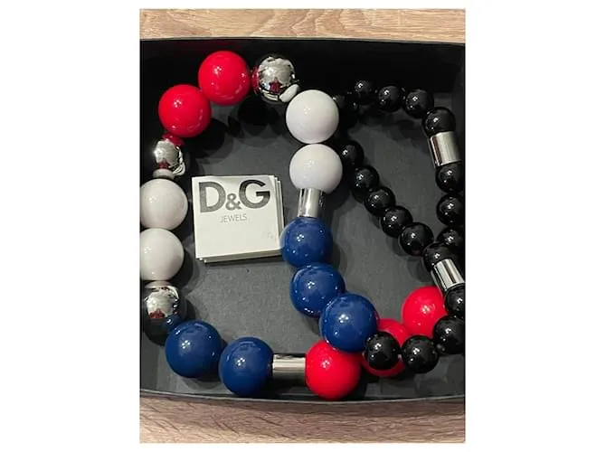 Importante collar DOLCE & GABBANA de acero y cerámica con bolas de colores. Multicolor 