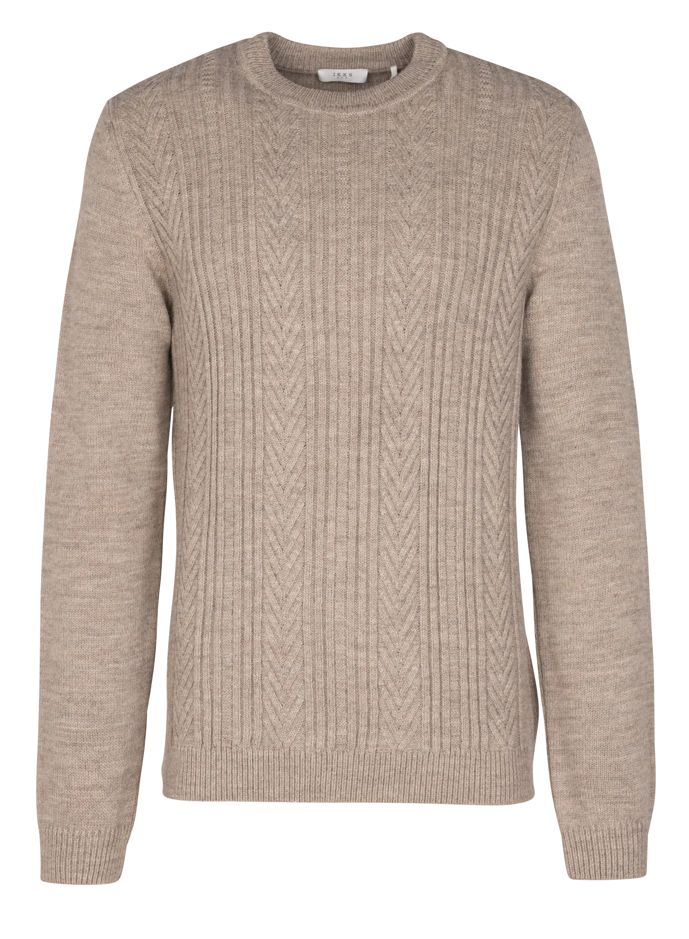 Jersey recto cuello redondo de algodón mezclado en marron