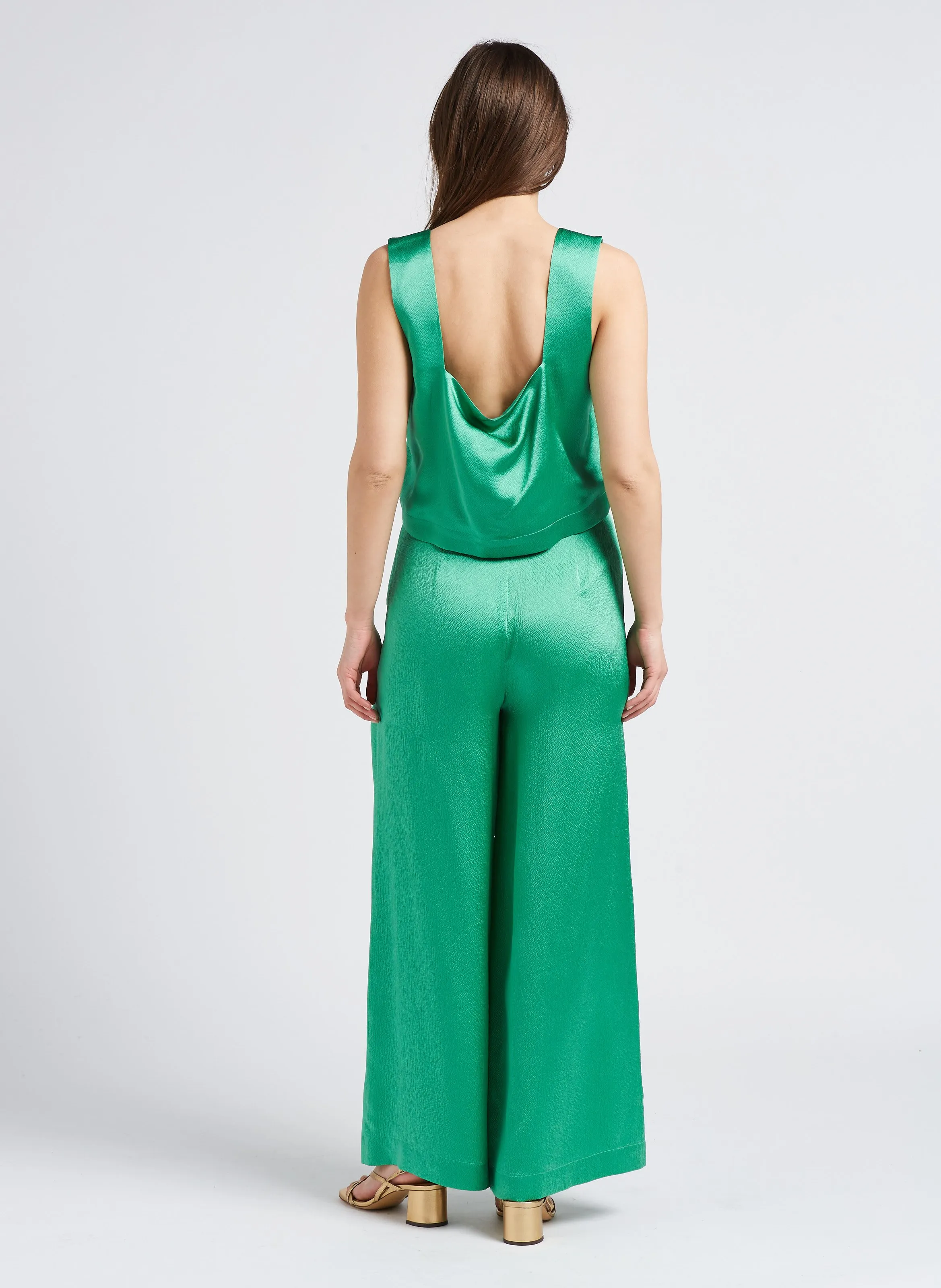 KARMA KOMA TEXAS - Top de tirantes de seda en verde