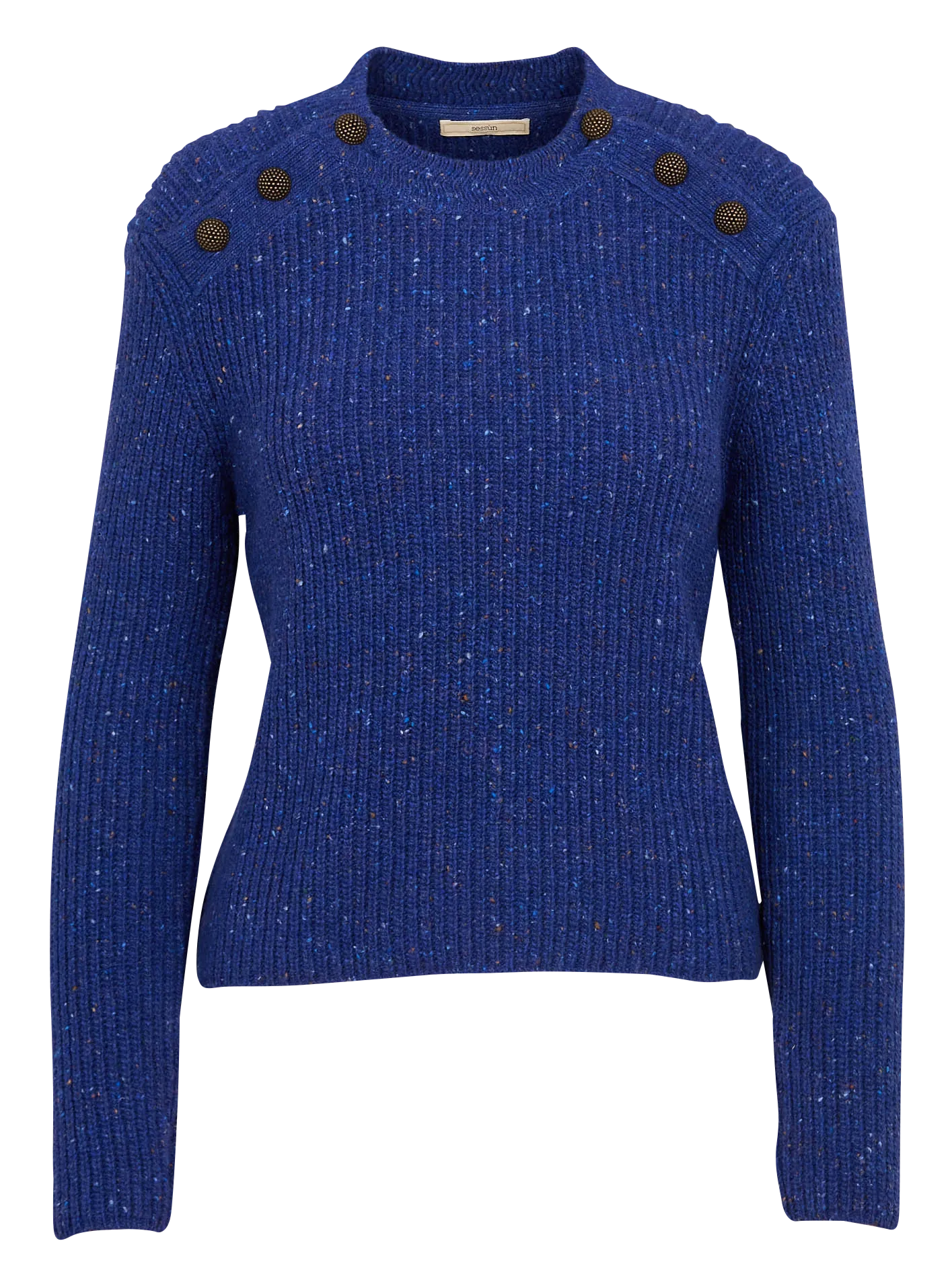 MAGELLAN - Jersey recto de mezcla de lana con cuello redondo en azul