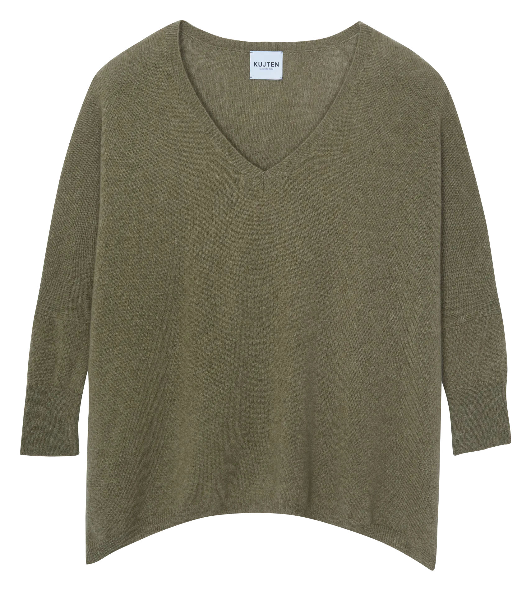 MINIE - Jersey oversize de cachemira con cuello de pico en verde