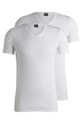 Paquete de dos camisetas slim fit de algodón elástico