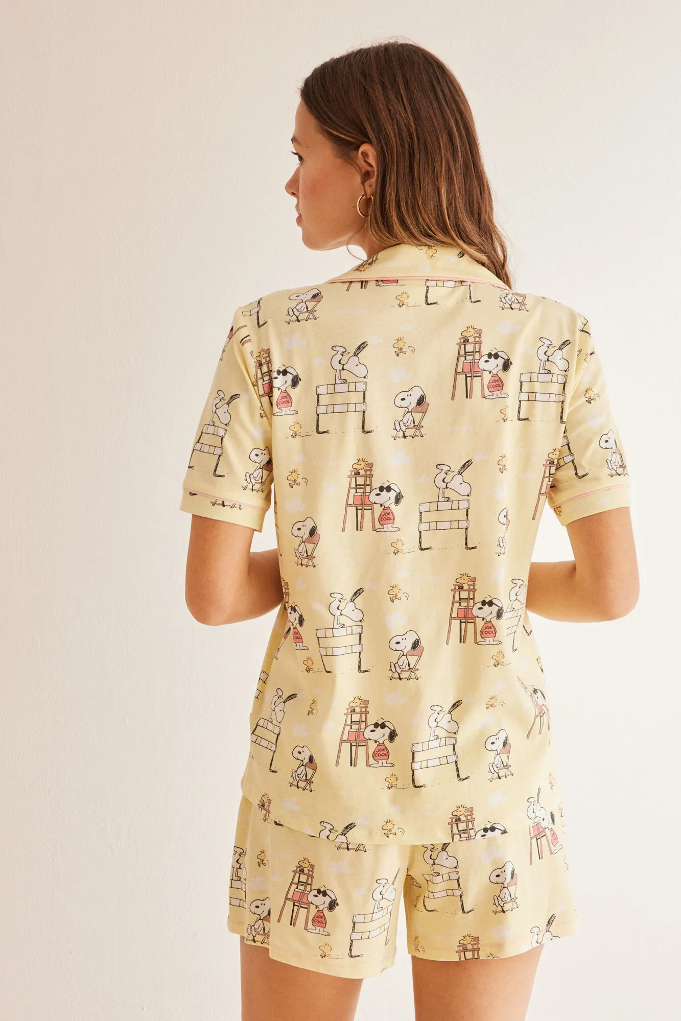 Pijama camisero corto 100% algodón Snoopy