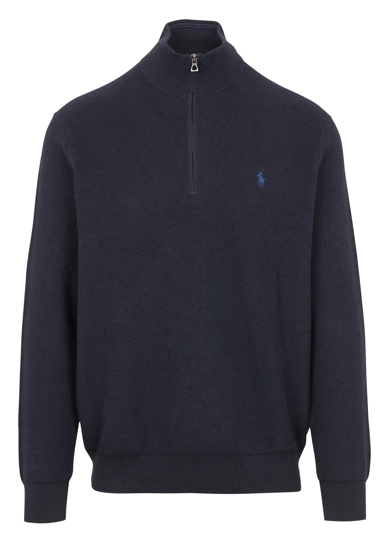 POLO RALPH LAUREN Jersey de piqué de algodón con cuello alto con cremallera en azul