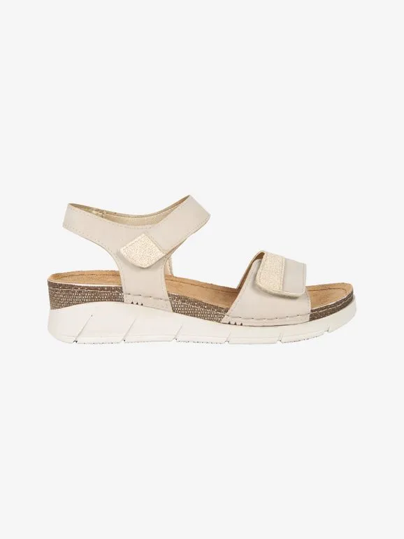 Riposella Sandalias de mujer con cuña y tiras de velcro.