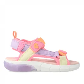 sandalias Garvalin sport multicolor pastel con fondo rosa 232840D