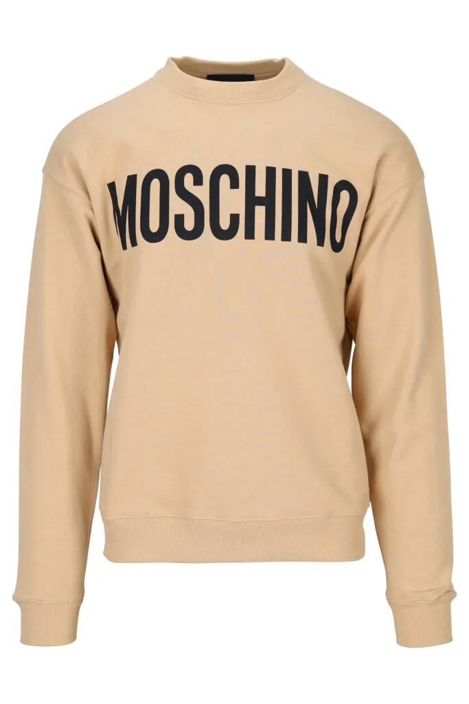 Sudadera beige con maxilogo negro