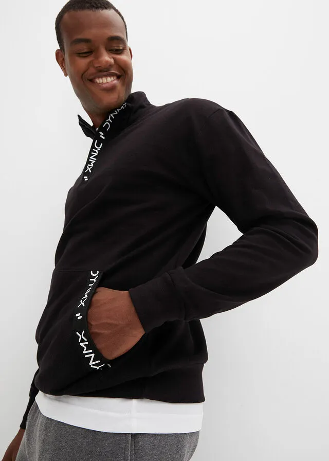 Sudadera con cuello troyer de algodón sostenible Negro