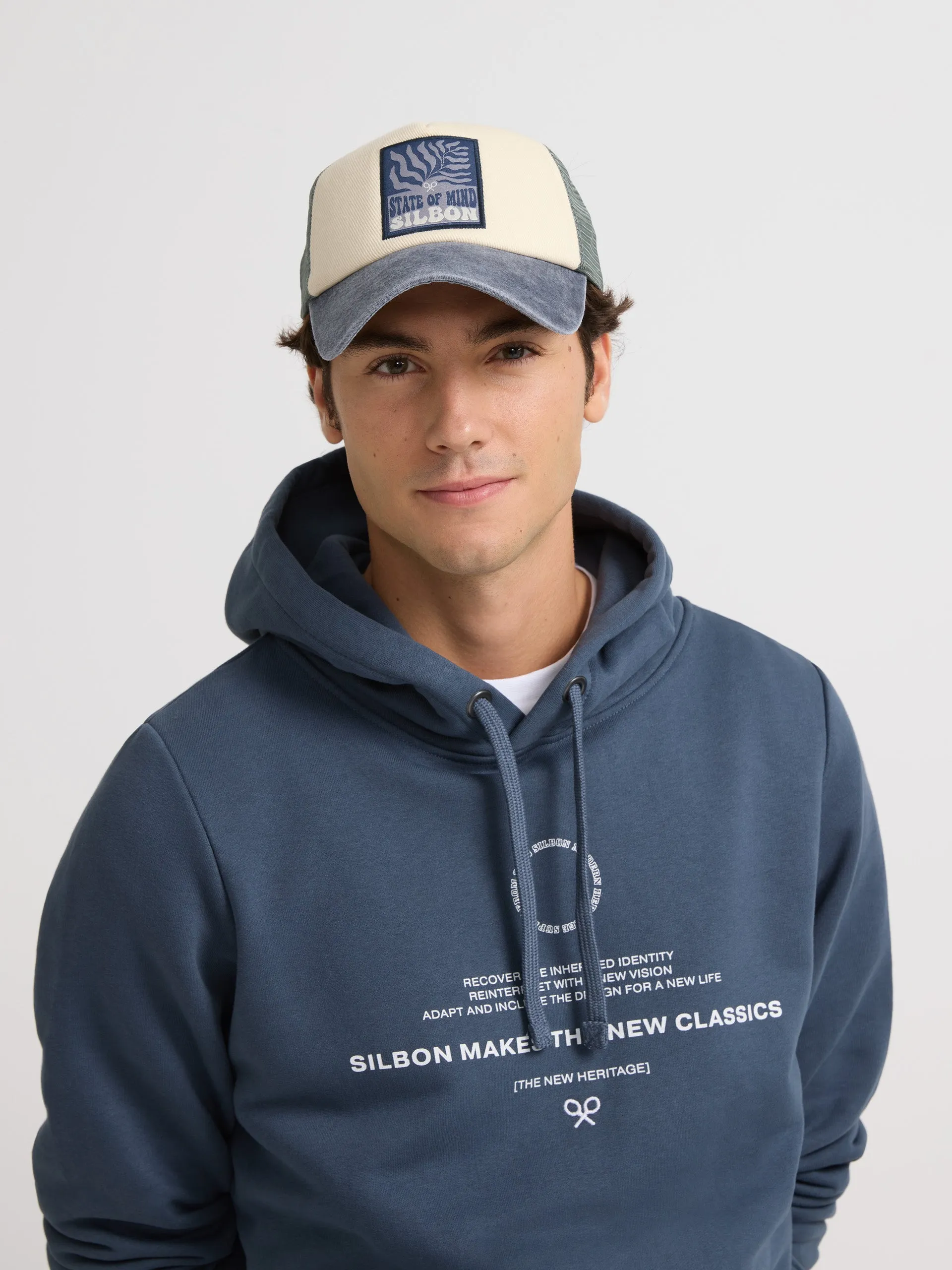 Sudadera hoodie new classics azul marino