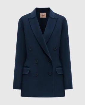 Twinset Blue double-breasted jacket with wool